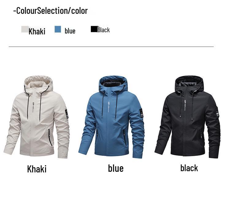 Spring/Autumn Hooded Windbreaker Jacket for Young Men - Casual and Trendy Brand Top