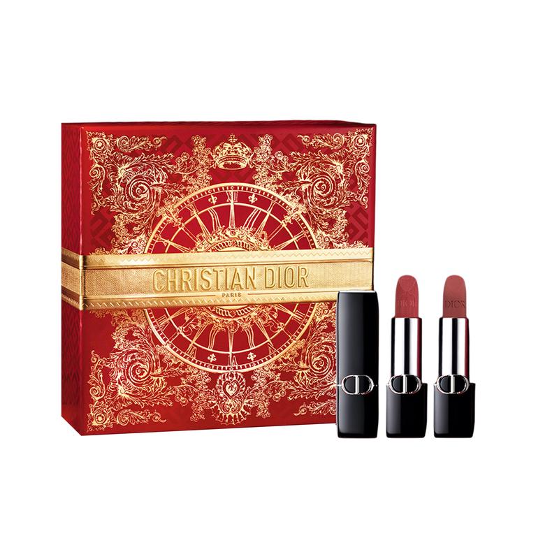 DIOR Intense Blue Gold Soft Mist Lipstick, Double Pack, Brilliant Gold Lucky Limited Gift Box, Soft Mist, Matte, Silky, Easy to Color, Lasting Color синий
