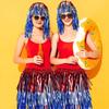 Foil Tinsel Wigs And Fancy Dress Costume Disco Themed Fringe Outfit with Elastic Waist Metallic Cosplay Dance Supplies