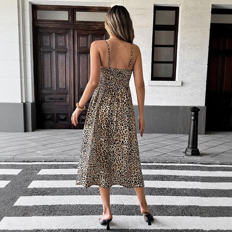 Sexy and Retro Leopard Print Halter Dress for Women In Summer