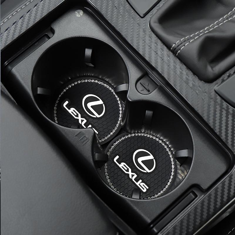 1/2pcs Non-slip Car Diamond Water Cup Pad Rhinestone Silicon Mat For Lexus F-SPORT ES RX NX LS UX LM LX GX LC RZ IS CT GS RC HS