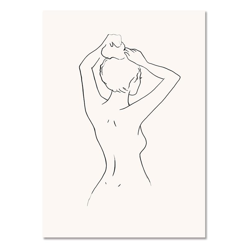 Lila Dahlie Reed Wand Kunst Einfache Linie Sexy Mädchen Landschaft Leinwand Malerei Nordic Poster Drucken Blume Bilder Zimmer Wand Dekor