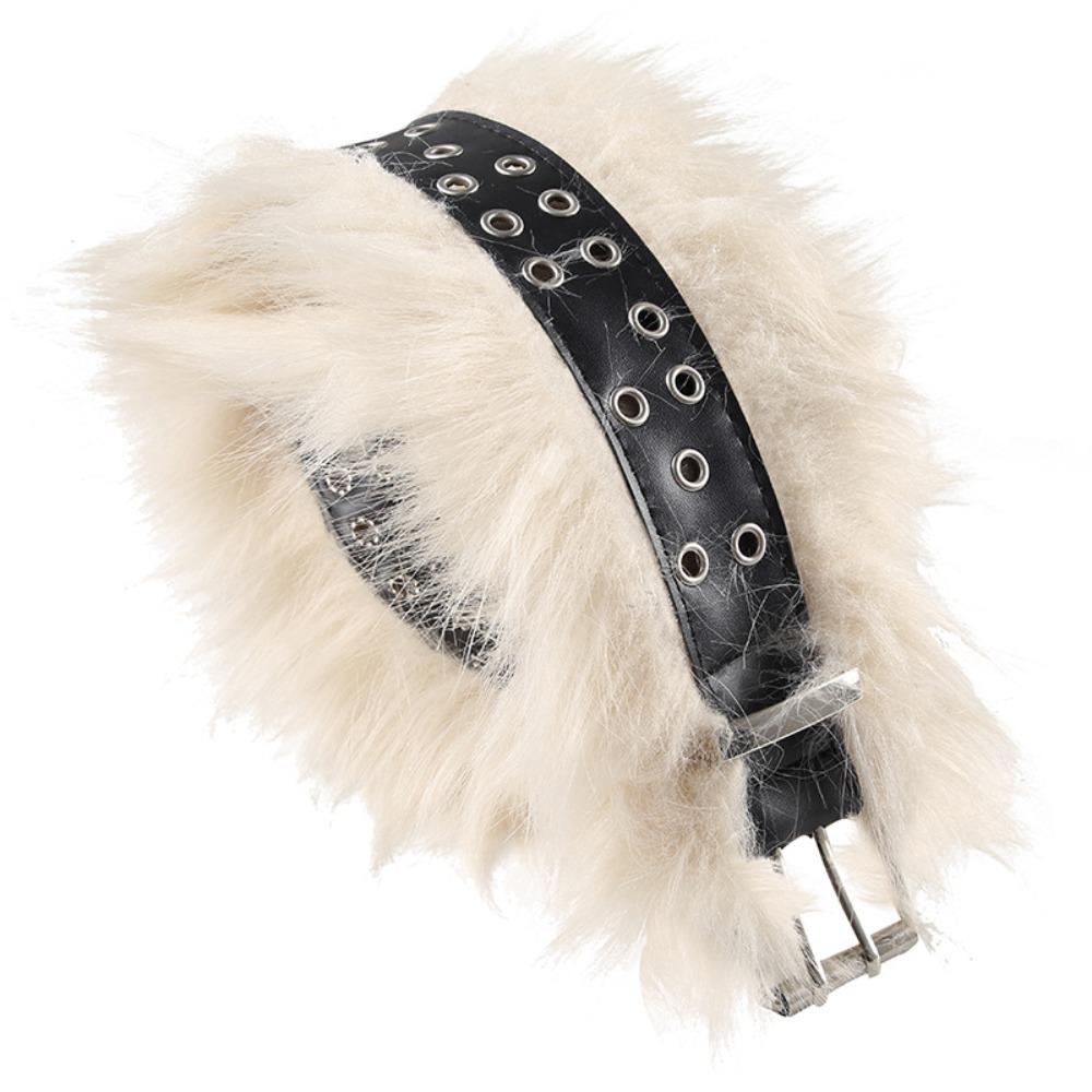 Resin Buckle Leopard Print Plush Belt Furry Jazz Dance Costumes Accessory  Streetwear