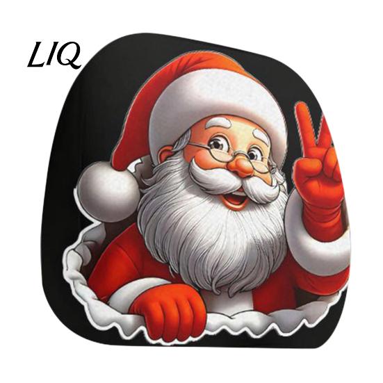 Festive Car Accessories for Christmas Headrest Cover, Elastic Stretch Santa Deer Print Auto Claus Seat Protectors Protector, Universal Fit Holiday