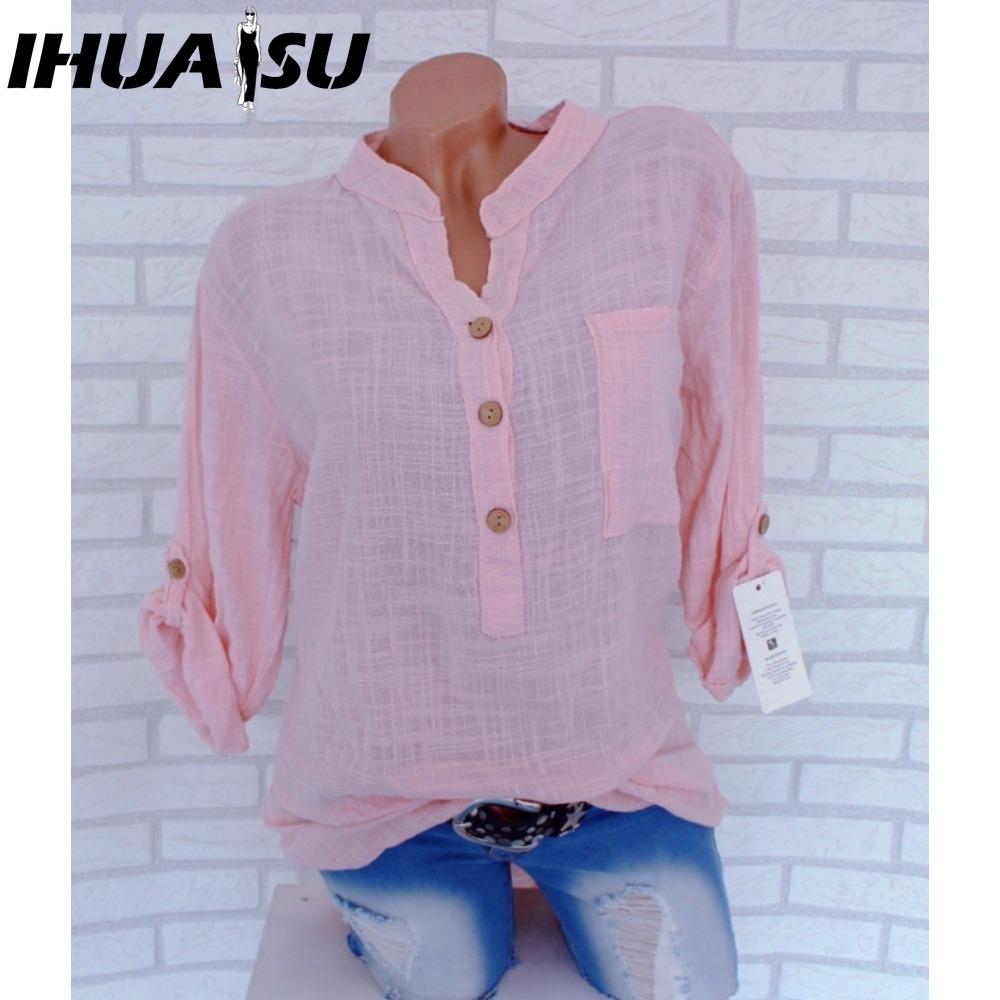IHUASU Women's Fashion Casual Solid Color Print Long Sleeve POLO Neck Blouses & Shirts