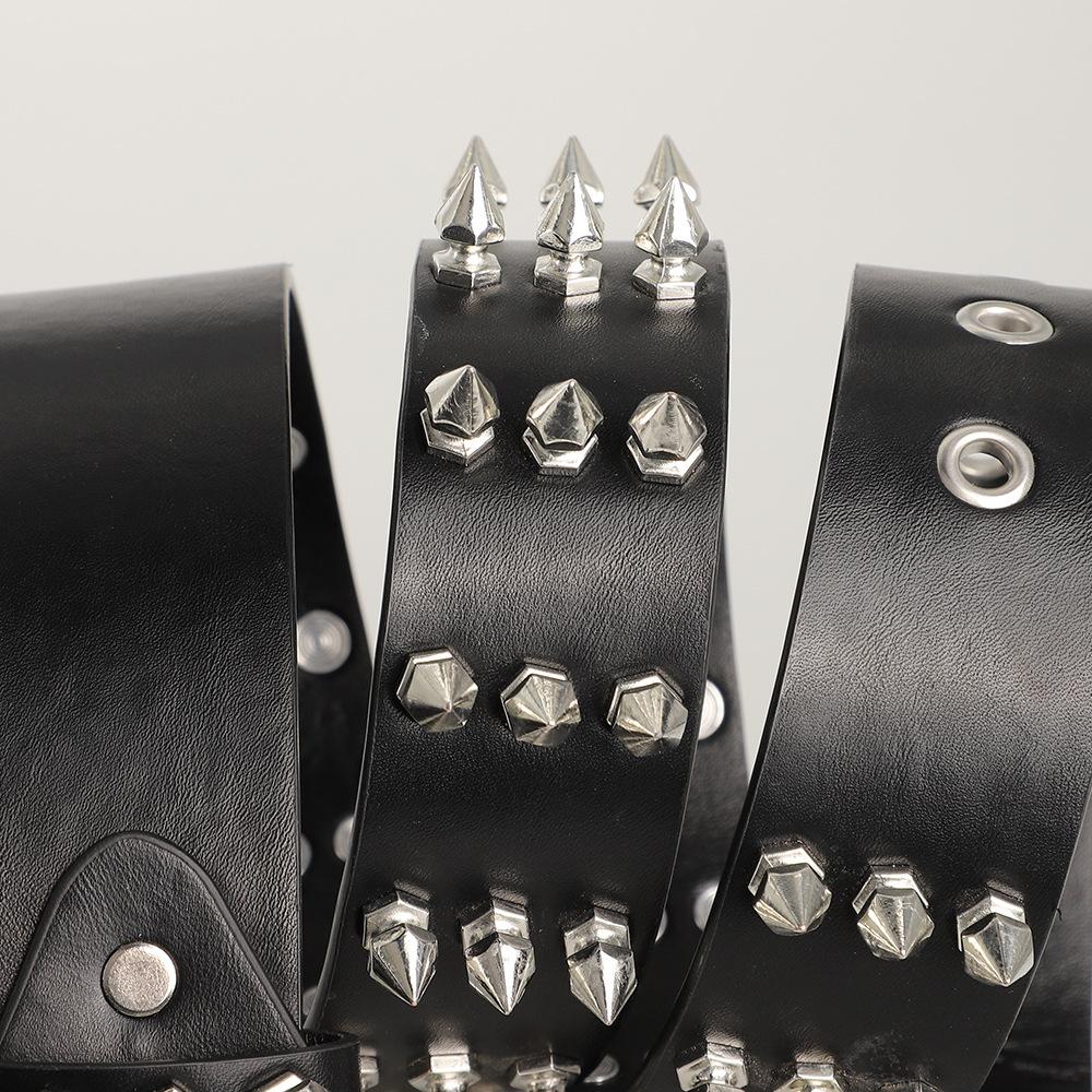 Pointed Bead Rivet Belt Women'S Heavy Metal Belt Men'S And Women'S Belt Punk Rock Belt
