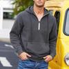 Autumn Winter Men's Thickened Hooded Sweater Stand-up Collar Half-zipper Long-sleeved Casual Comfortable Skin-friendly Breathable Tops Sweatshirt