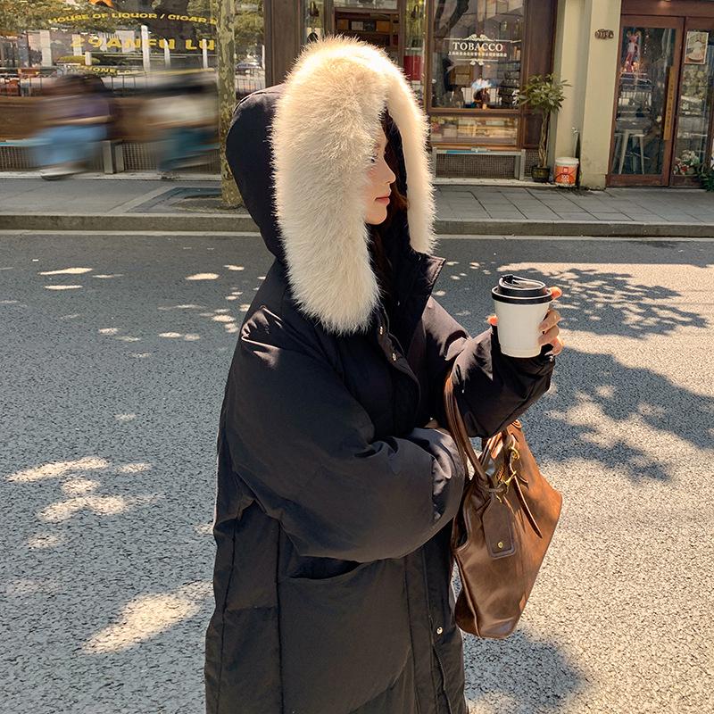 2024 Women's Extra-Long Korean Cotton Quilt Coat - Winter Over-the-Knee Loose Fit