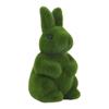 2Pcs Flocking Bunny Statue Artificial Moss Rabbit Figurine Decorative Artificial Grass Bunny Figure for Patio Garden Yard