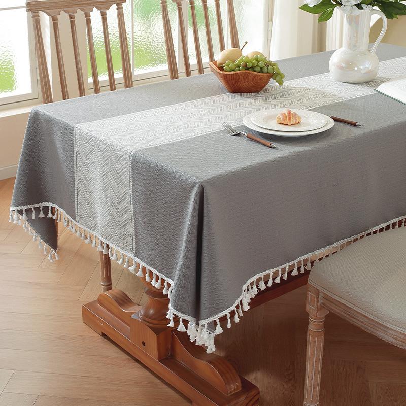 Nordic Light Luxury Tablecloth Imitation Cotton And Linen Fringed Long Dining Table Cloth Coffee Table Christmas Dust Tablecloth Mat
