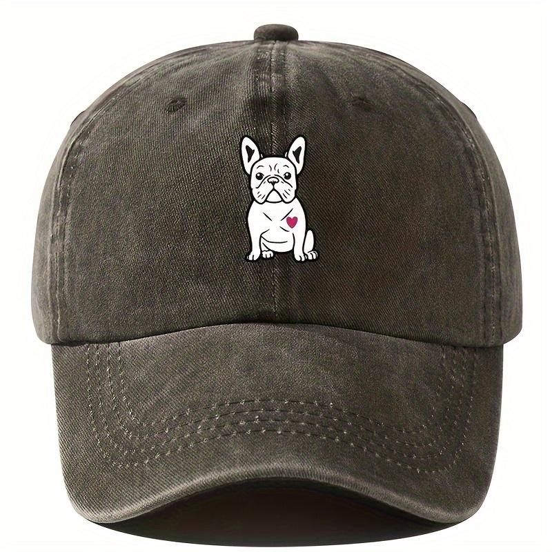 Retro baseball cap with fighting dog pattern design suitable for outdoor activities such as running, fishing, and hiking