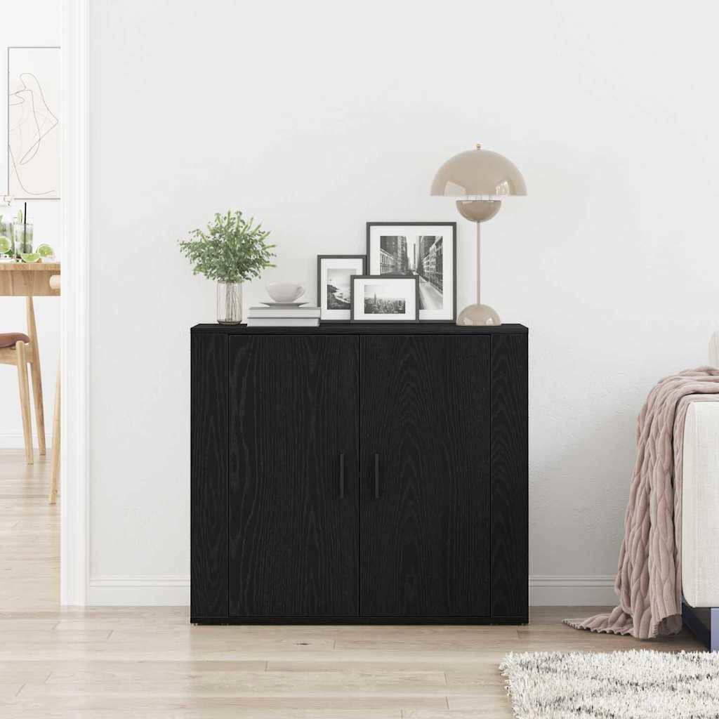 Sideboard in Black Oak Look 80 x 33 x 70 cm Particleboard