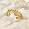 Stainless Steel Irregular Textured Cuff Bracelet for Women 18K Gold Plated Open Bangle Fashion Party Jewelry Gift