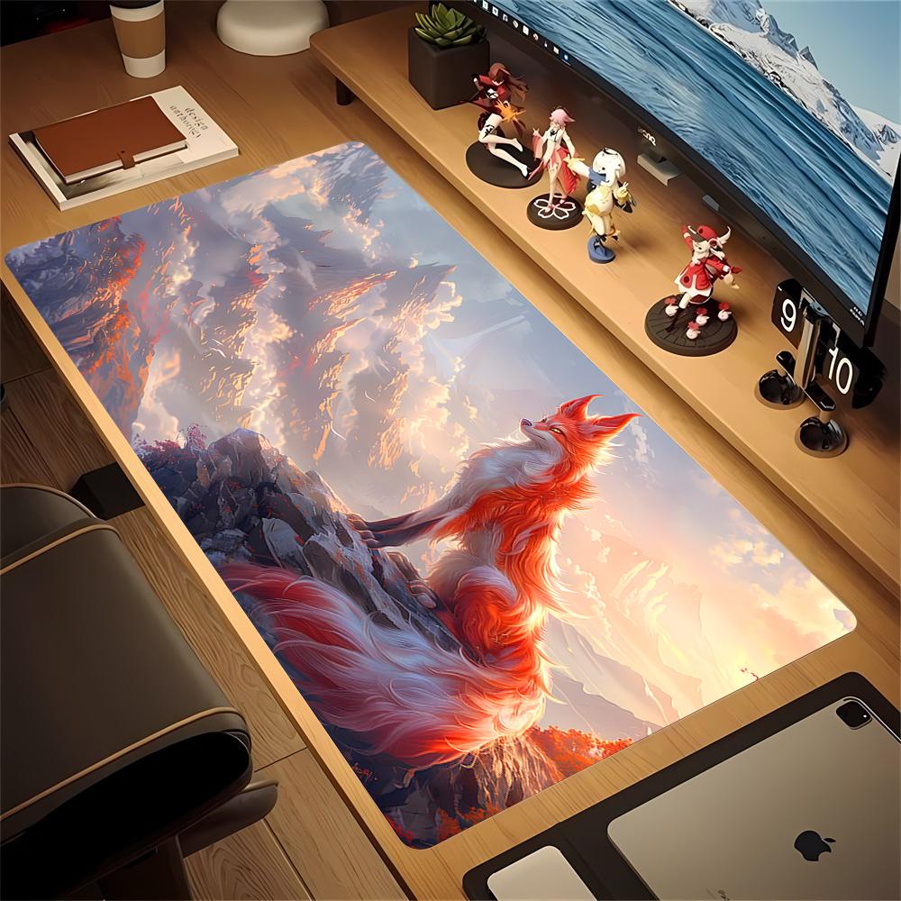 Mousepad Anime Fox Kawaii Mouse Pad Pc Gaming Accessiores Non-slip Large Mausepad with Lockedge Deskmat Podkladka Pod Mysz