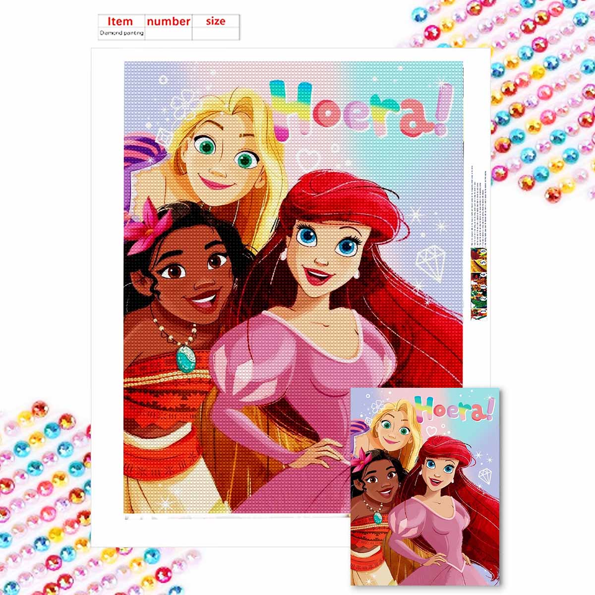 

5D Diy Diamond Painting Lovely Princess Full Drill Rhinestones Mosaic Embroidery Handmade Products Home Decor Gift Round 20x30cm