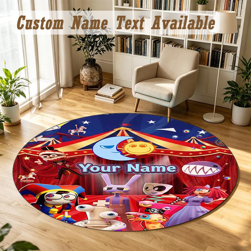 Round Rug Custom NameThe Amazing Digital Circus Pattern Non Slip Carpet Home Floor Decor