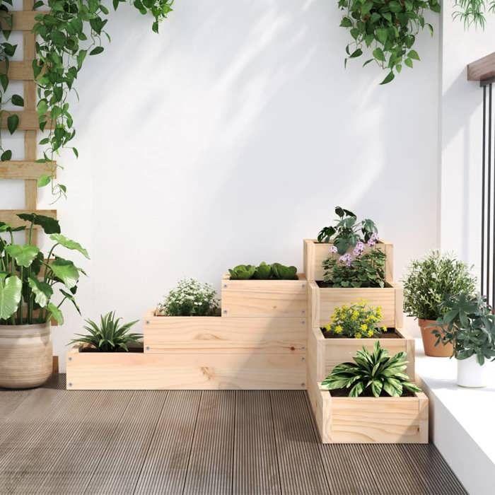 VidaXL 4-Tier Planter 80.5x79x36 Cm Solid Pine Wood 825317