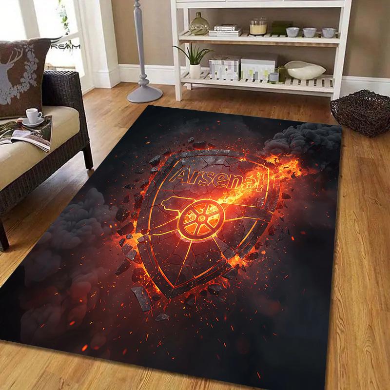 Arsenal Football Club Flanellmuster Quadratischer Teppich, Läufer, Teppich für Wohnzimmer Schlafzimmer Sofa Spielzimmer Dekor, Rutschfeste Fußmatte