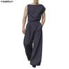 INCERUN Two Pieces Sets Men Casual Sleeveless Striped Tank Tops and Long Pants Trousers Outfits