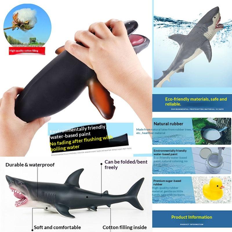 Soft Rubber Marine Animal Model Realistic Great White Shark Blue Whale Turtle Megalodon Duck Toys Collectible Action Figures