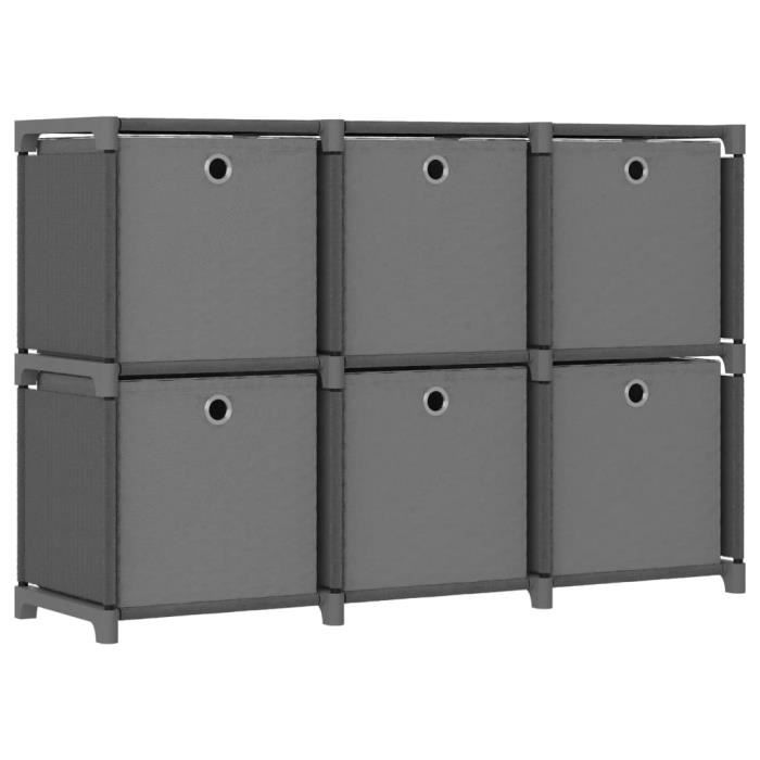 VidaXL Étagère d'affichage 6 cubes et boîtes Gris 103x30x72,5 cm Tissu