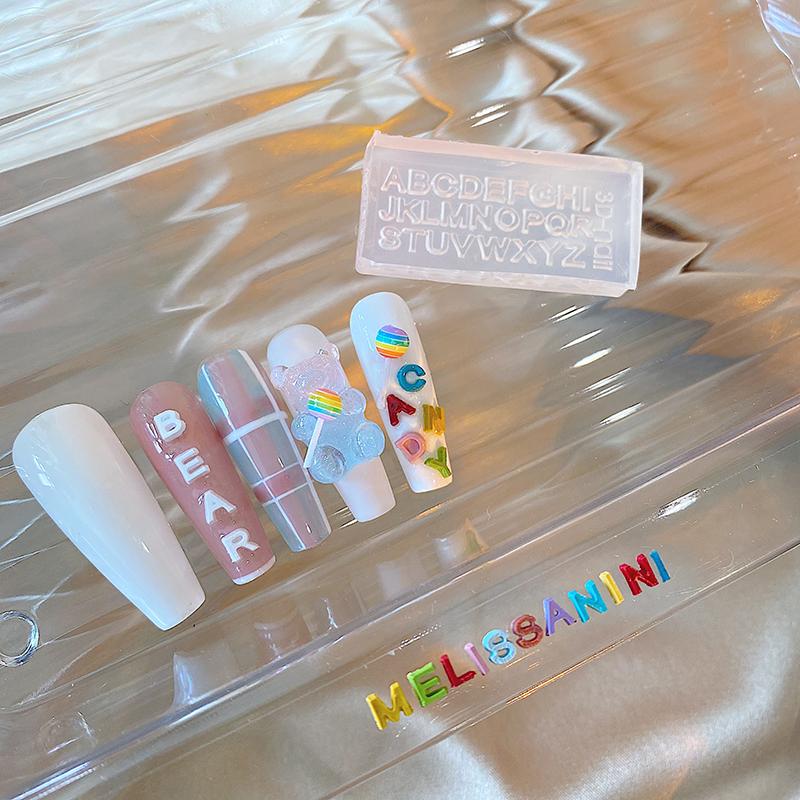 1Pc 3D Letters Acrylic Mold Nail Art Decorations Figure Diy Design Silicone Art