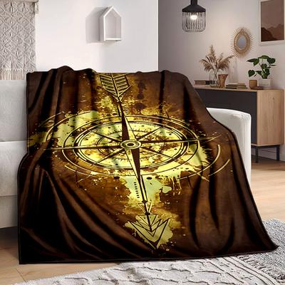 1 Stück Kompass-Pfeil-Decke, Leichte Flanell-Kuscheldecke für Sofa, Bett, Reisen, Camping, Wohnzimmer, Büro, Couch, Stuhl und Bett