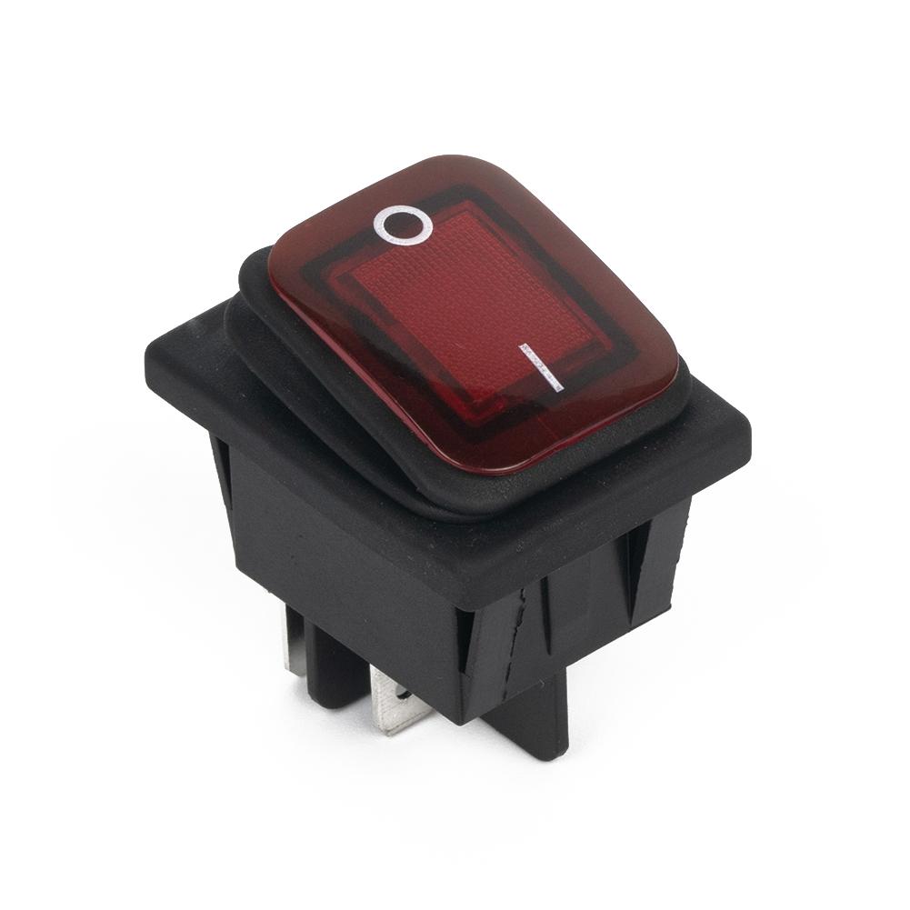 Rectangle Rocker Switch Red Waterproof 20A DPST IP67 Illuminated