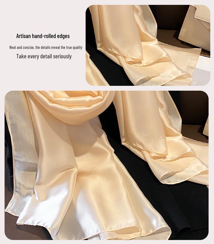 Women's Versatile Long Silk-Like Scarf: Spring Summer Solid Color Neck Tie Accessory