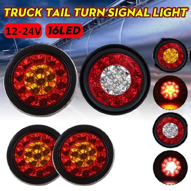 2 Stück LED-Bremslicht für Auto 12V Retro Runde Nebelschlussleuchte 16-LED-Rücklicht für Anhänger