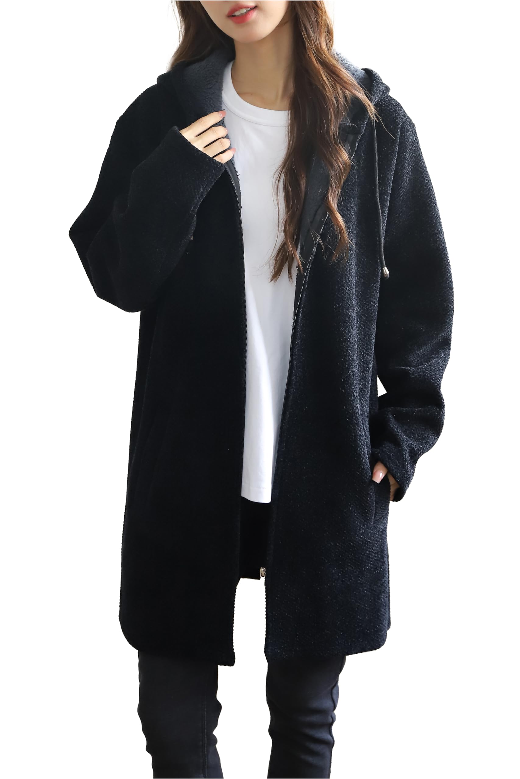 

Necoat Long Long Size L Women s Parka, Fleece-Lined, Sleeves, Fall/Winter, Gray,