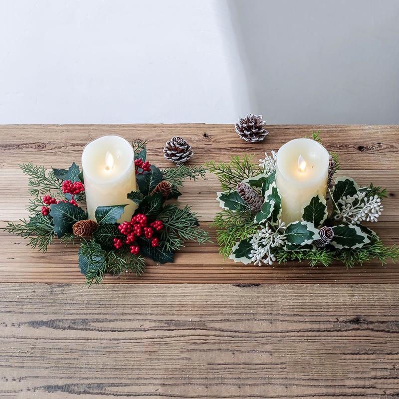 1ks Elegantní aranžmá Ornament Bytový dekor Berry Svícen Simulace věnce Borovice Šiška Vánoce