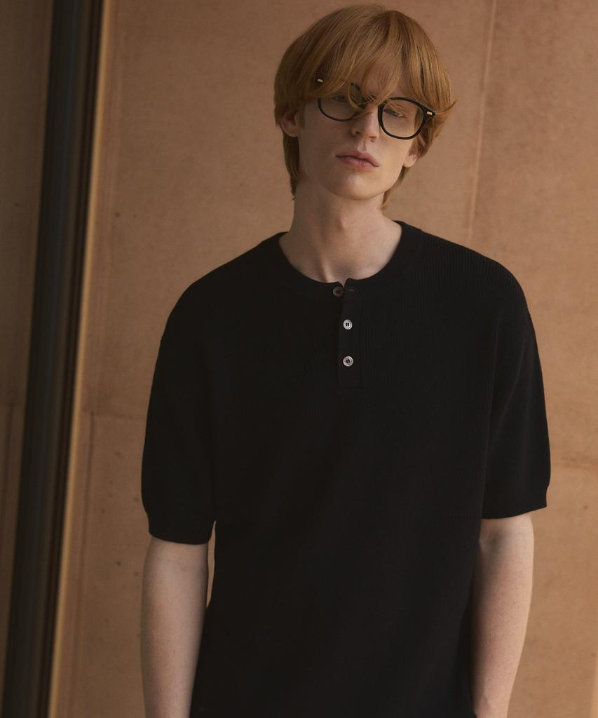 Wednesday Oasis Cool Washable Henley Neck Half Knit_6 Colors