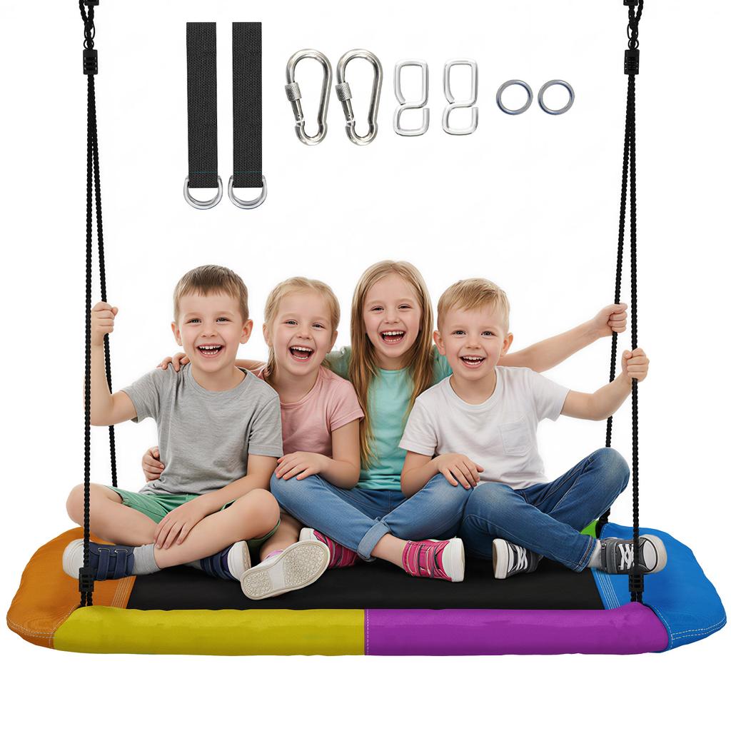 Nest Swing Height-Adjustable Hanging Swing Up To 300kg with Adjustable Ropes for 3-8 Years 148x77x180 Cm Multicolor