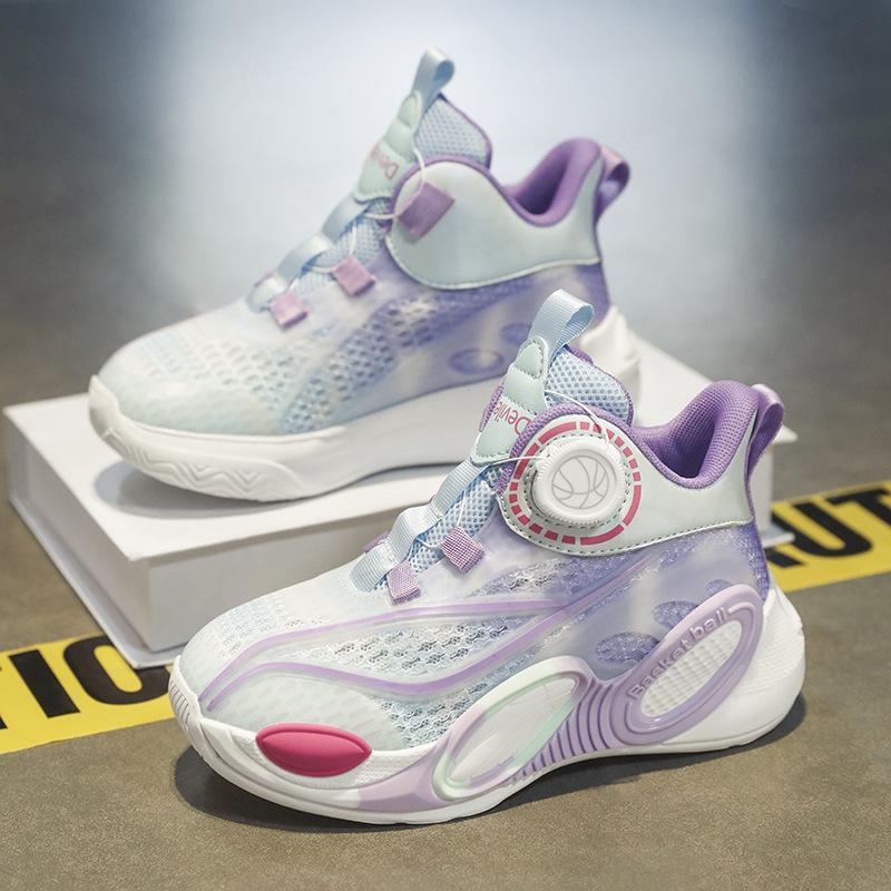 Girls Shoes Sneakers Summer 2025 New Mesh Breathable Children's Non-slip Basketball Shoes Older Children's Wear-resistant Running Shoes