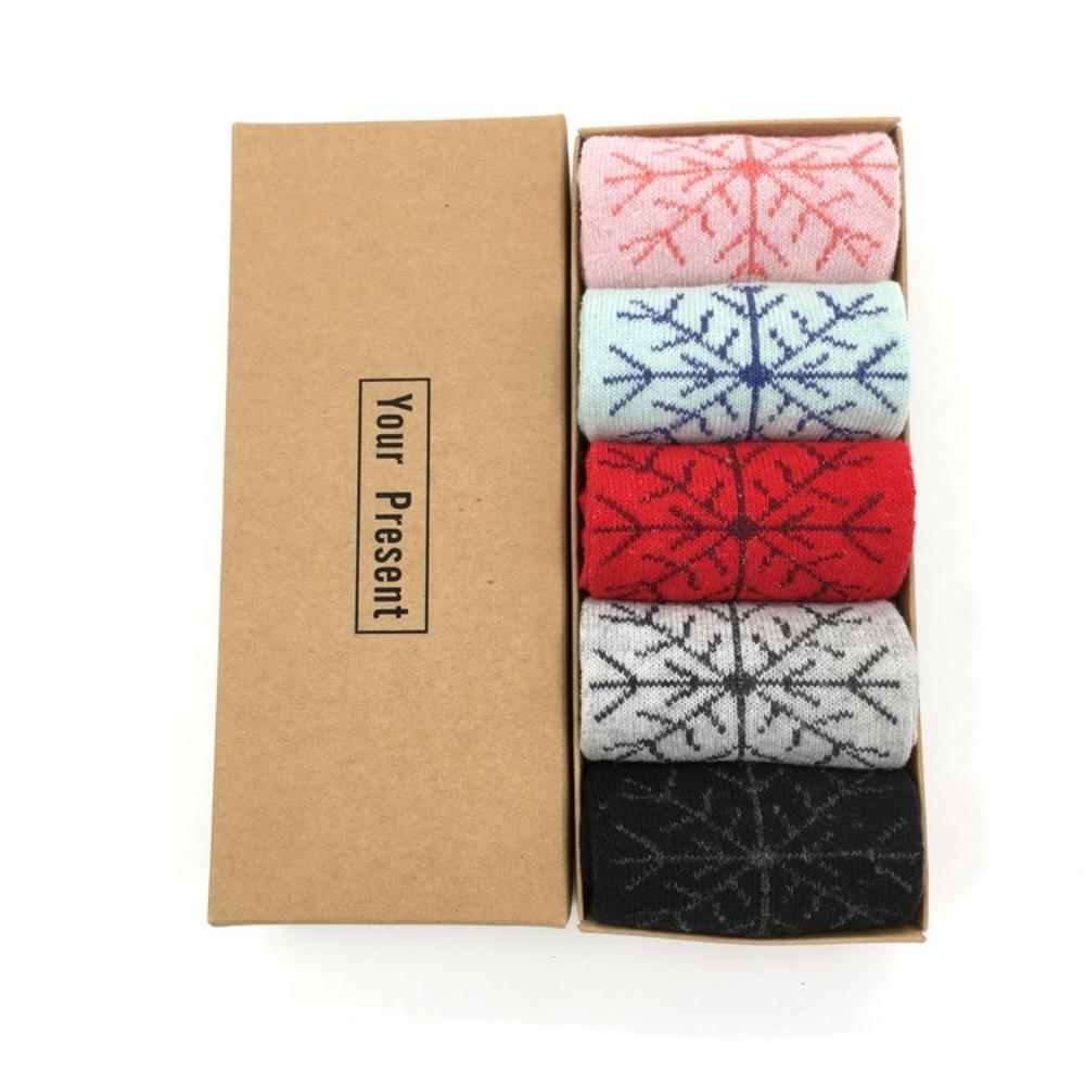 5 perechi Șosete de Crăciun din Lână Șosete Medii cu Brad de Crăciun Șosete Drăguțe pentru Femei La Mulți Ani