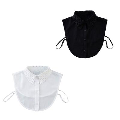 Abnehmbarer Kragenknopf Herausnehmbares Hohlstickerei-Design Halbshemd Bluse für schnelle Outfitwechsel Verschiedene Anlässe
