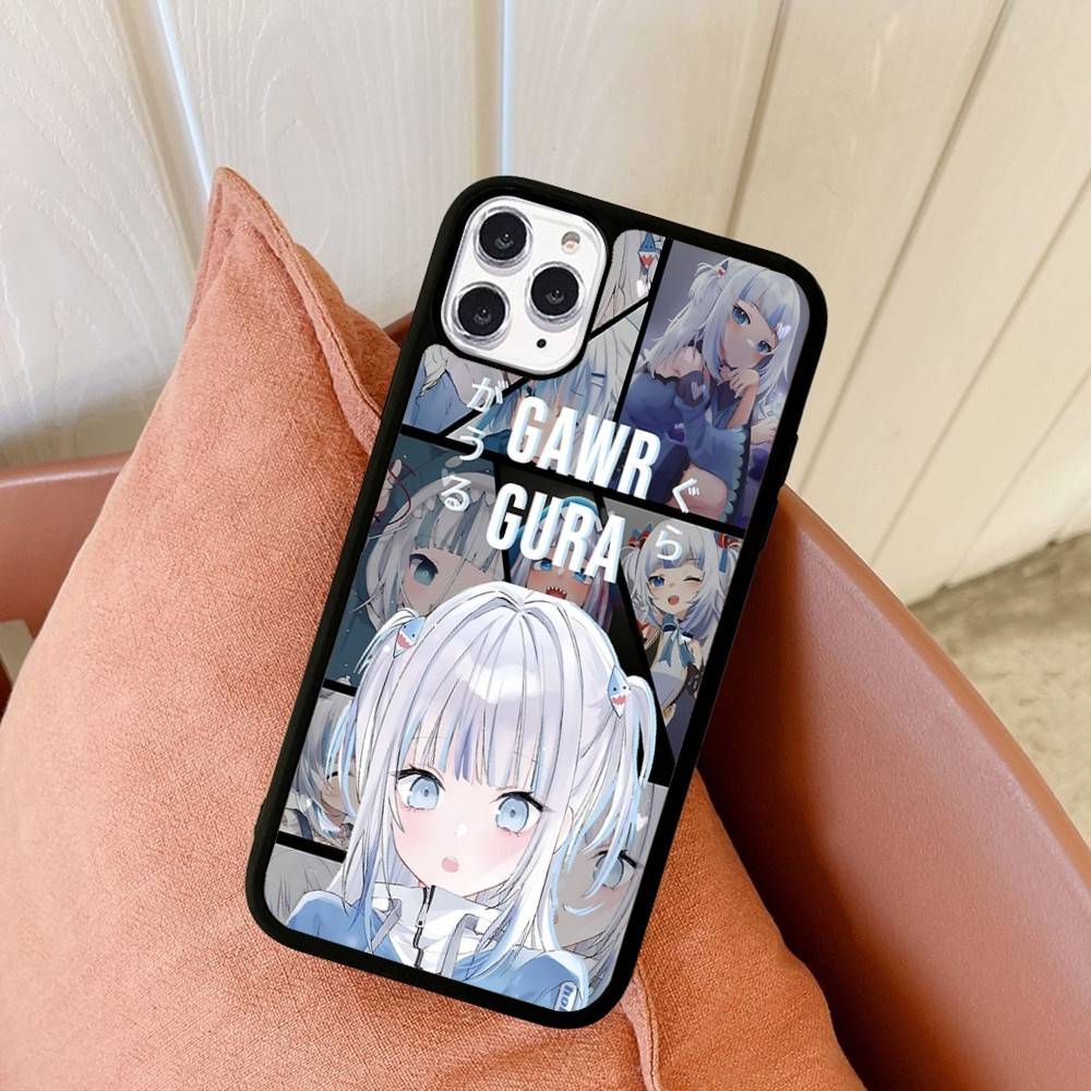 Cute G-Gawr Gura Virtual Phone Case For IPhone 17 16 Pro Max 11 12 13 14 15 Hard PC+TPU Bracket Back Cover