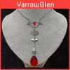 Gothic Bat Red Water Drop Pendant Necklace With Alloy Chain For Men Women