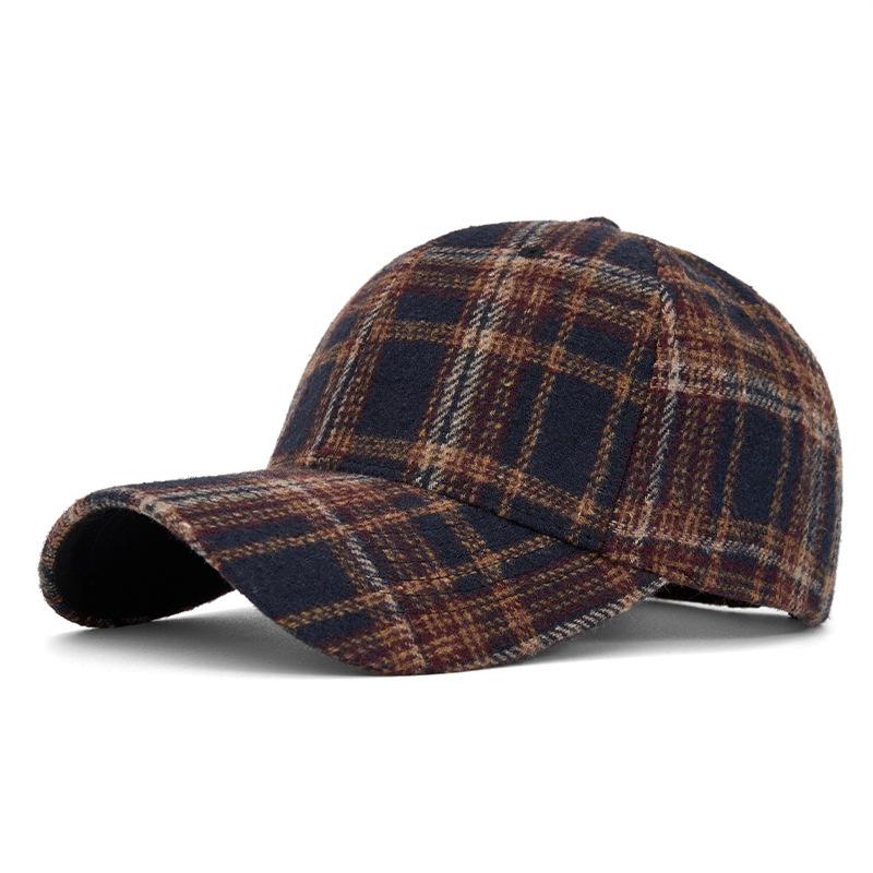 Unisex Autumn/Winter Classic Plaid Baseball Cap - Hard Top Duckbill Sun Hat