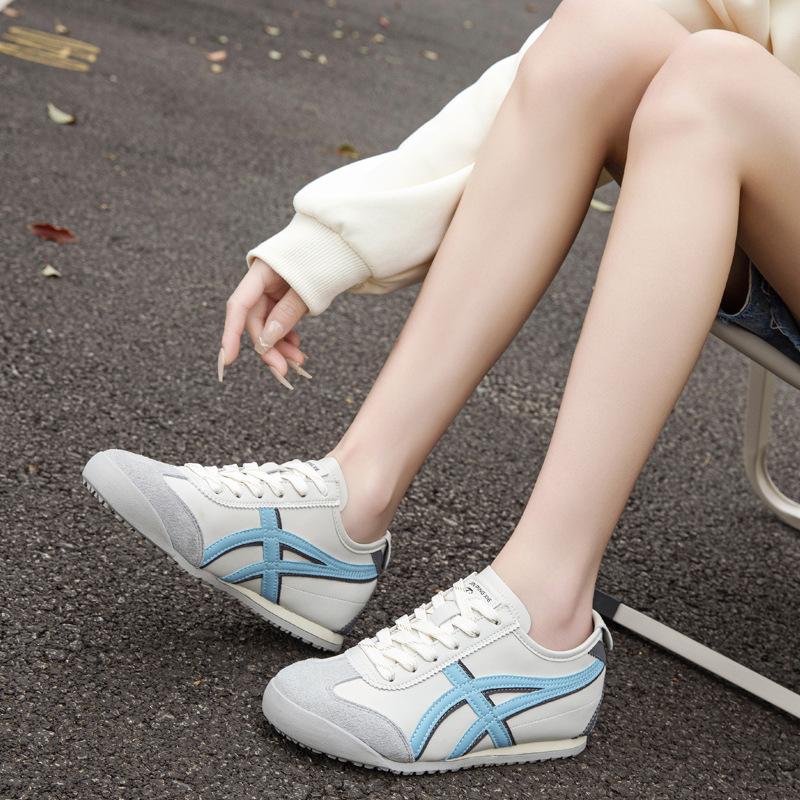 Retro-Farbabstimmung Damen Innenhöhe erhöht kleine weiße Schuhe neues Leder atmungsaktiv weichsohlig Sport- und Freizeitschuhe