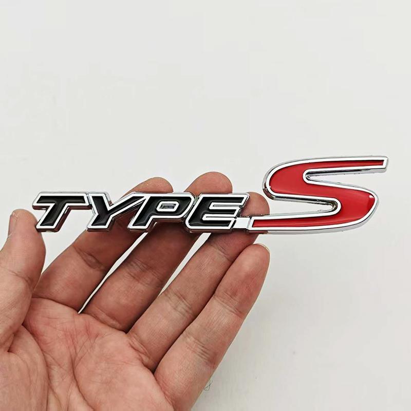 AAALZ1 3D Metal Type S Logo Front Grill Car Emblem Rear Trunk Badge Sticker Decal For Honda Civic Types CRV HRV Accord Fit Accessories