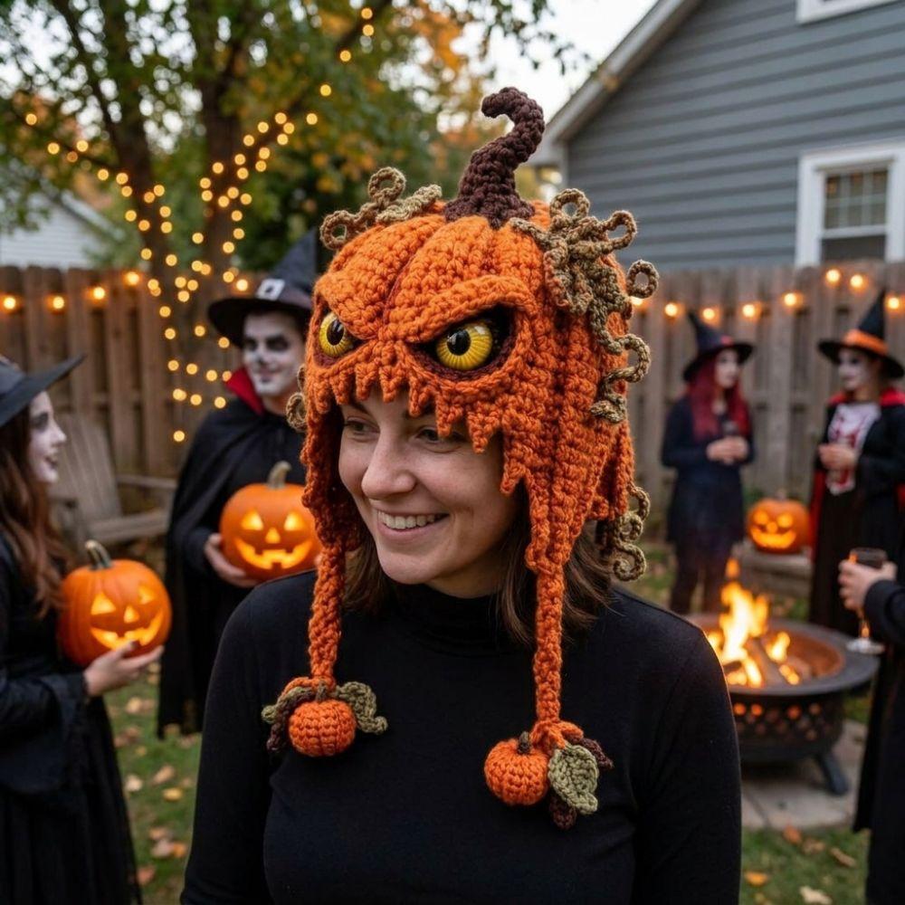 Warm Hand Knitting Animal Hood Set Handmade Halloween Animal Hat Holiday Gift