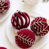 3Pcs Elegant Christmas Tree Baubles with Glitters and Pearls Festival Hanging Ornament Daily Use Home Accessory