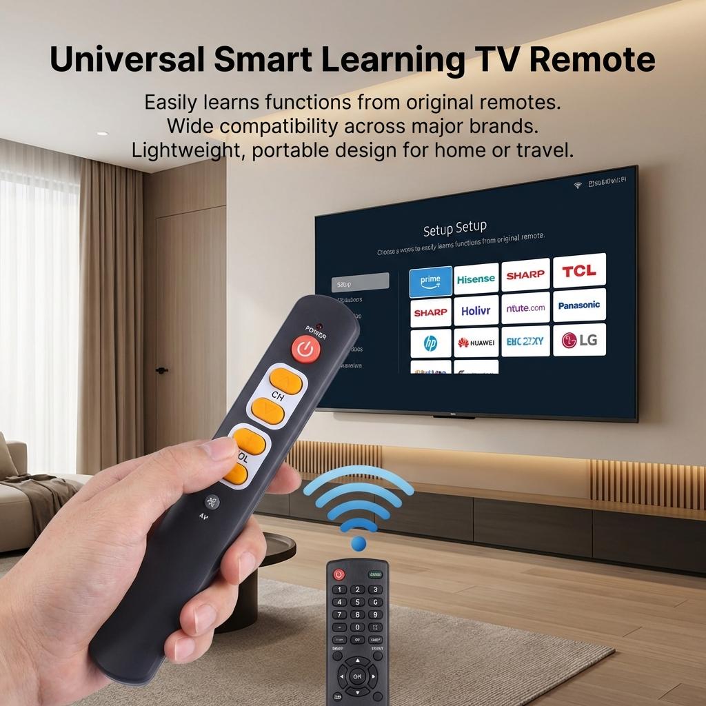 Smart Learning TV Remote Control Universal Compatibility Portable Design ABS Material