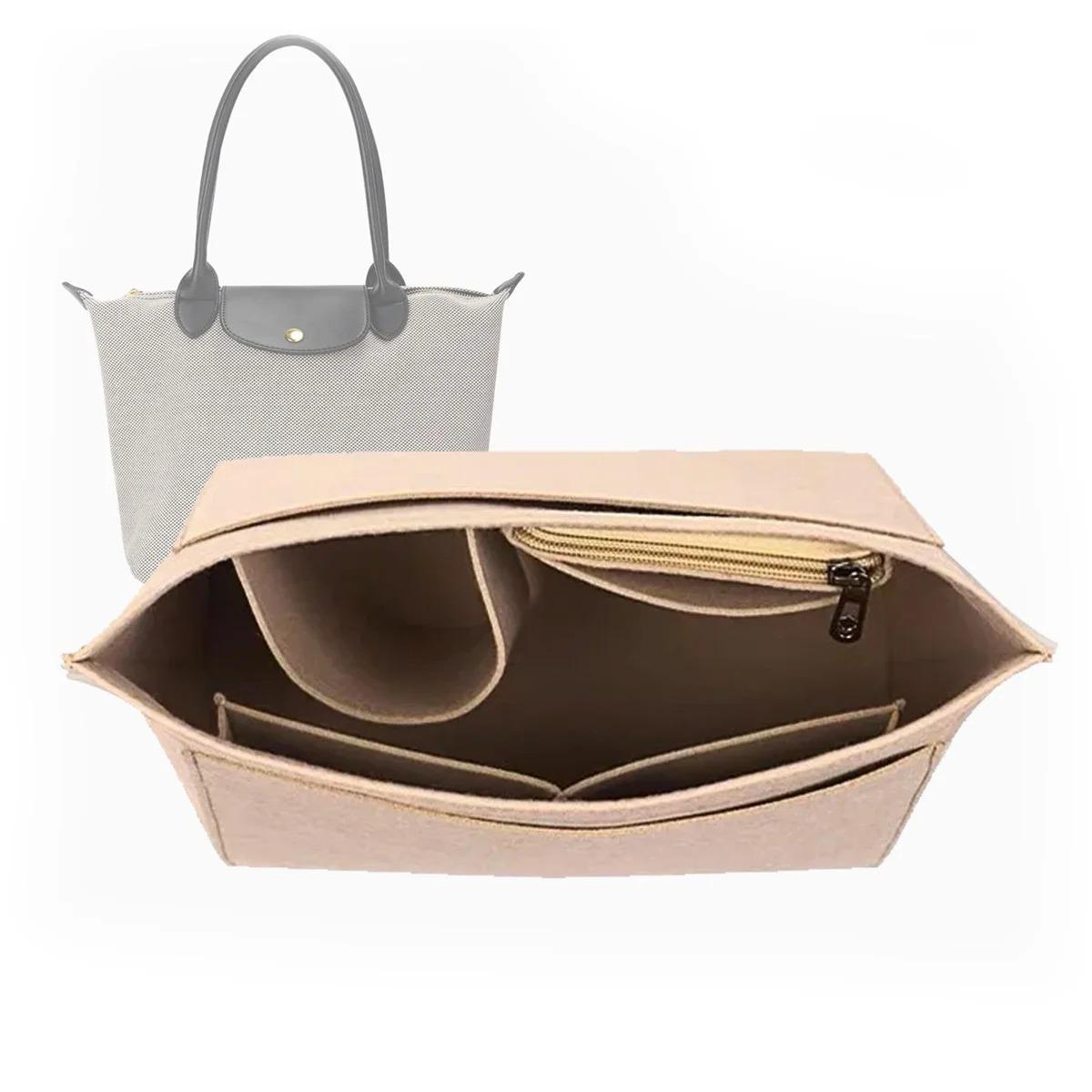 

Felt Insert Bag Fits For Handbag Liner Bag Felt Cloth Makeup Bag Support Travel Portable Insert Purse Organizer M бежевый