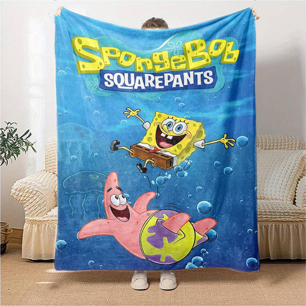 1Pc Spongebob'S Underwater Adventure Blanket Soft Throw Blanket For Home Bedroom Bed Sofa Travel Office Solid Christmas Blanket