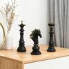 Chess Piece Statue Collectible Black White Horse Sculpture King Queen Knight Chess Piece Figurine for Home Office Desk Shelf Decoration