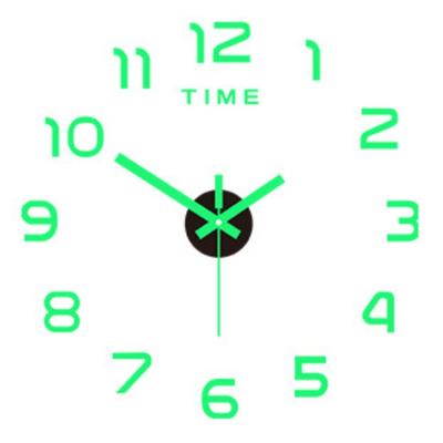 Modern Design Home Wall Clock Acrylic Mirror Stickers Night Light Arrows Decal Frameless Wall Decoration Silent Clock