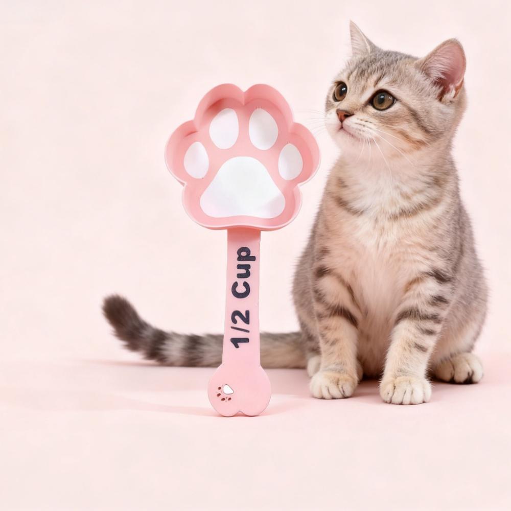 

This Set of Three Cat Food Scoops Includes a Squeeze Mechanism a Handy Can Opener And a Paw Print Design It S Easy to Clean And Ensures